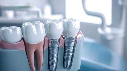 3d rendering jaw of dental implant 