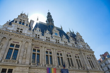 Paris, the facade of the city hall of the 10e arrondissement