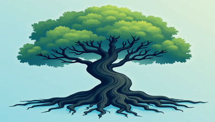 green tree with roots