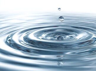 Water droplet impacting still water, creating ripples