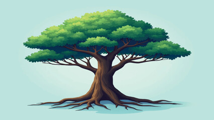 green tree on a white background
