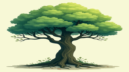 green tree with roots