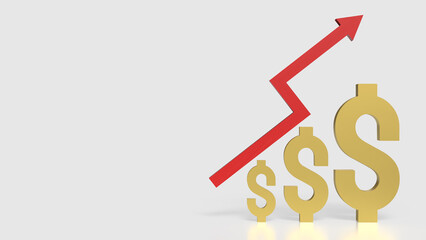 The Gold Dollar and Arrow up for Business concept 3d Rendering.