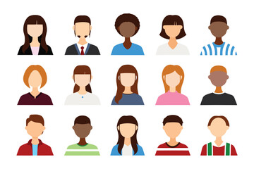 Diverse Avatars of Individuality: A collection of various avatars, representing a diverse range of people, each with distinct characteristics, symbolizing inclusivity and the beauty of human variety.