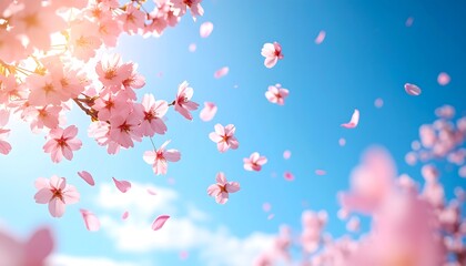 Fototapeta premium Cherry blossoms in a vibrant spring sky
