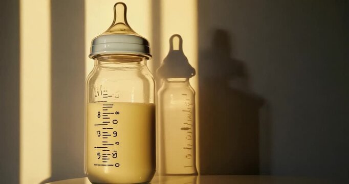 Baby bottle filled with milk