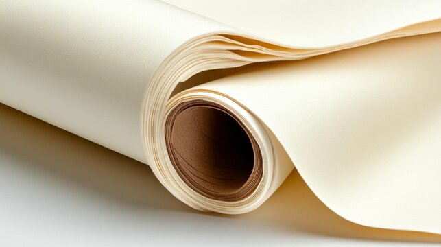 Cream paper roll smooth texture clean background isolated