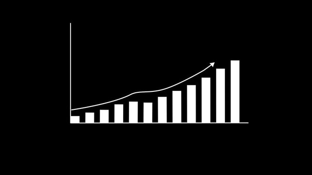 Abstract business graph incresed and profit direction. Business graph chart bar growth report and arrow growth, success business graph business arrow up animation.
