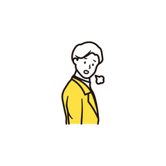ビジネスマンがため息をして悩んでいる上半身のシンプルなイラスト素材