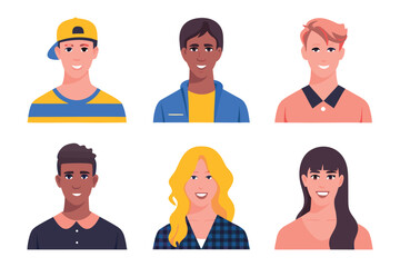 Diverse Portrait Collection: A vibrant and engaging collection of illustrated portraits, showcasing the unique features and expressions of diverse individuals.