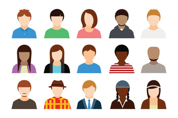 Diverse Faces: A vibrant collection of vector avatars, each a unique depiction of individuals with diverse skin tones, hair styles, and clothing, embodying the spirit of unity and inclusivity.