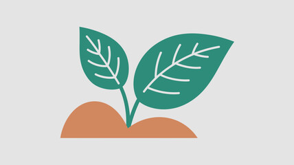 Simple illustration of a young plant with green leaves growing in the soil.