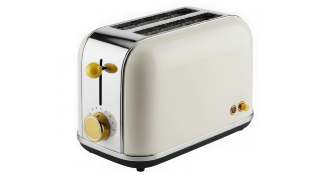 Retro style toaster appliance kitchen isolated on transparent background