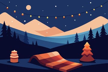 Obraz premium vector illustration of a winter landscape