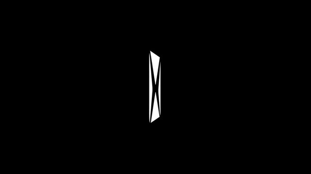 Neon line mail icon on black background. 3d rotation massage icon.