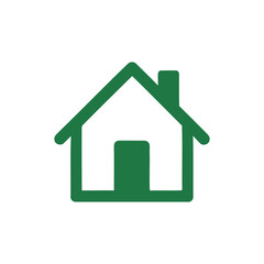A green house with a door icon vector
