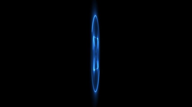 Neon line mail icon on black background. 3d rotation massage icon.