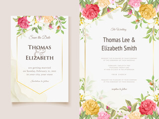 beautiful floral wedding invitation card template