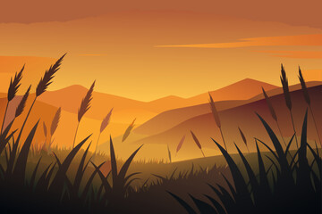 sunset in the mountains