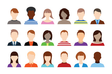 Diverse Profiles: A collection of diverse head profiles, representing various faces and identities. This vector illustration portrays inclusivity and the beauty of human variation.
