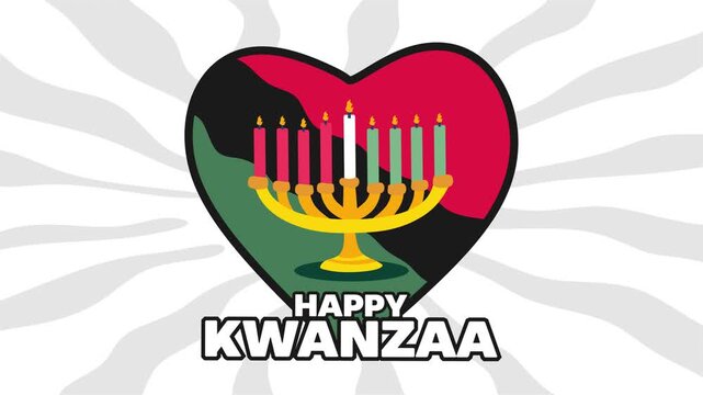 happy kwanzaa day with shining kwanzaa candles