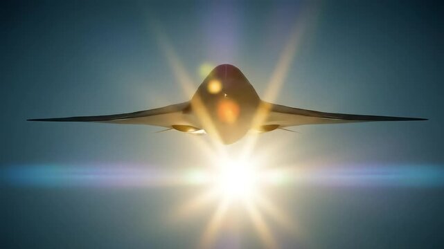 B-2 Spirit Stealth Bomber Low-Angle Flyover &ndash; Slow Motion with Clear Sky and Jet Roar