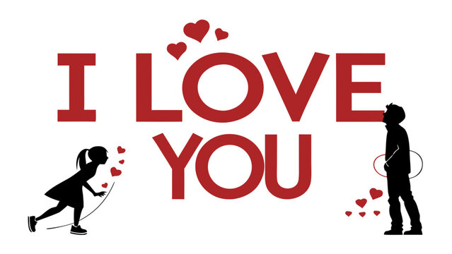 Flat Design Love Quote Vector with Minimal "I Love You" Text

