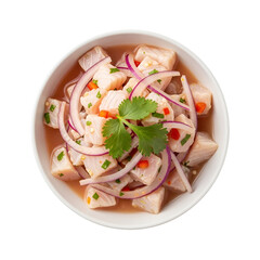 Fresh ceviche with red onions cilantro