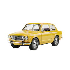 Classic yellow car isolated black background