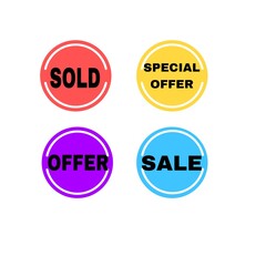 set of colorful sale stickers