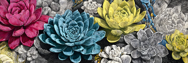 Symphony of Succulent Survival in Abstract Xerophyte Landscape