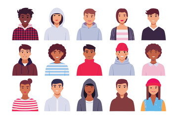 Diverse Portraits of Individuals: A compilation of vibrant and expressive portraits, showcasing a variety of faces, skin tones, and hairstyles.
