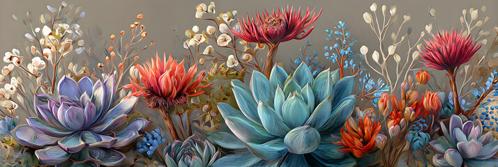 Symphony of Succulent Survival in Abstract Xerophyte Landscape