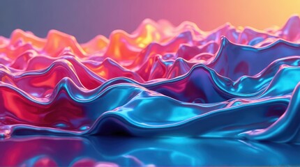 Abstract design of flowing, liquid, colorful shapes.