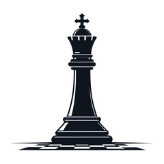 Obraz premium A black silhouette icon presents a classic chess piece design, suitable for use in games, websites, or graphic design projects related to strategy and competition.
