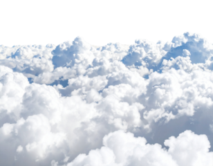 Panoramic Cumulus Cloud Formation with Soft Edges and Bright Lighting, isolated on transparent background PNG