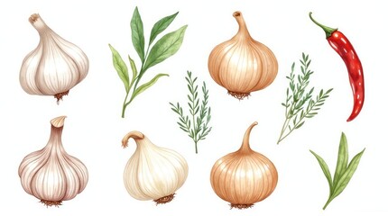 Hand drawn illustration of culinary ingredients.