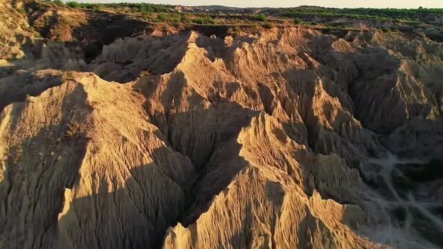 Bird's-eye view of Gredas de Bolnuevo, located in Bolnuevo Natural Monument, Spain