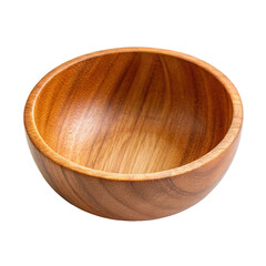 Top view Wooden bowl on transparent