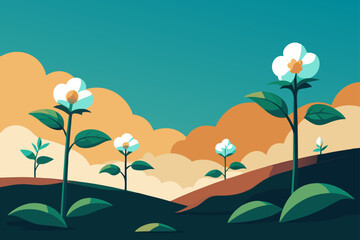 Obraz premium floral background with butterflies and flowers