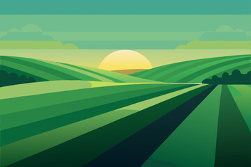 Obraz premium landscape with green hills and blue sky
