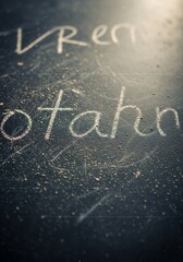 Chalkboard writing abstract words close up
