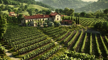 Vineyard estate landscape view
