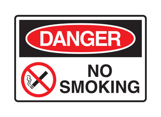 Danger No Smoking Label (With Symbol)