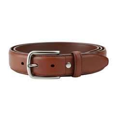 Brown leather belt with silver buckle