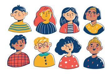 Diverse Portraits: A collection of portraits representing a spectrum of unique individuals. Each character boasts a distinctive style and personality.