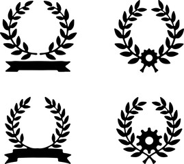Laurel Wreath with Ribbon & Medal Emblems art vector graphics