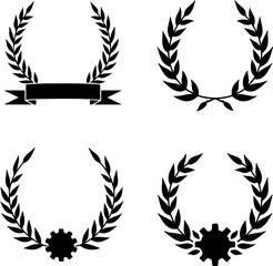 Fototapeta premium Laurel Wreath with Ribbon & Medal Emblems art vector graphics