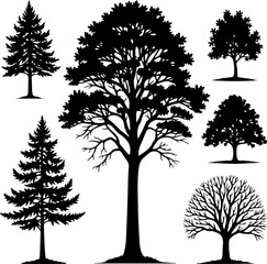 Obraz premium Tree Silhouette Collection Bundle – Nature, Seasons & Palm Trees