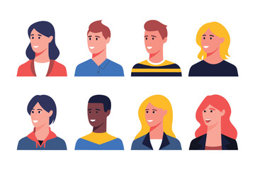 Diversity of Expressions: Captivating portraits of people from different backgrounds, each with a unique expression, in a vibrant and colorful visual display.